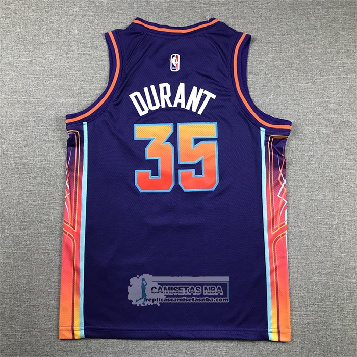 Camiseta Nino Phoenix Suns Kevin Durant NO 35 Ciudad 2023-24 Violeta